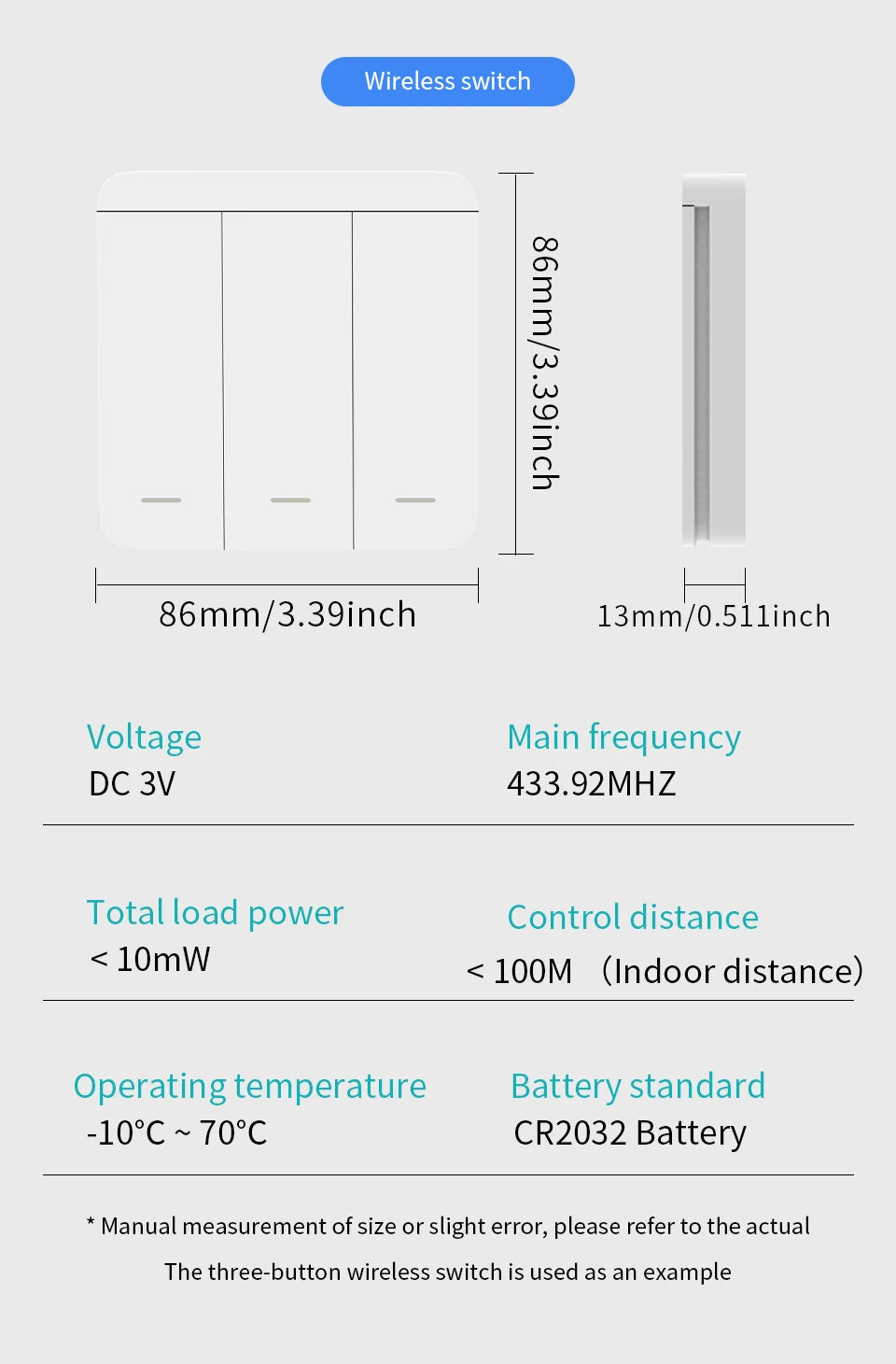 SIXWGH Wireless Light Switch Set 1/2/3Gang 433Mhz Push Button Home Remote Controller 10A 110V 220V For Led Light Lamp
