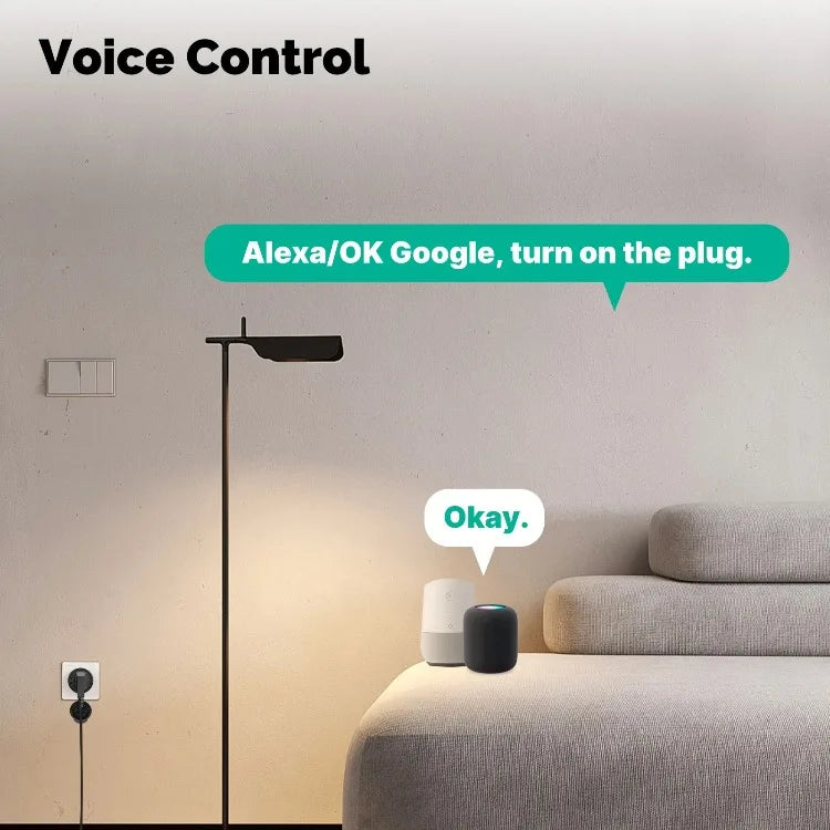 Tuya WiFi Smart Plug 16A EU Socket, Outdoor Waterproof Smart Outlet with Energy Monitor, Works Alexa Google Home