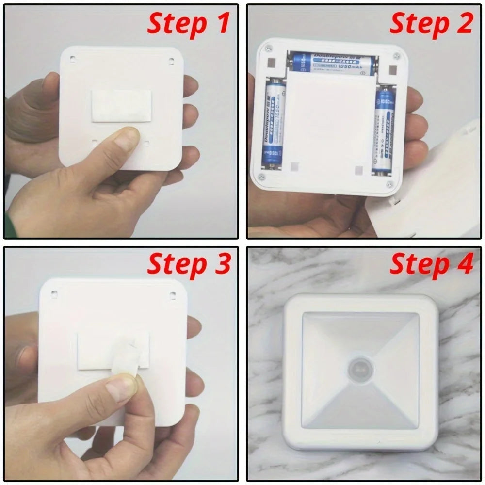 1pc 6-LED motion sensor night light, square induction lamp, LED wall lamp, office interior decoration light, office staircase