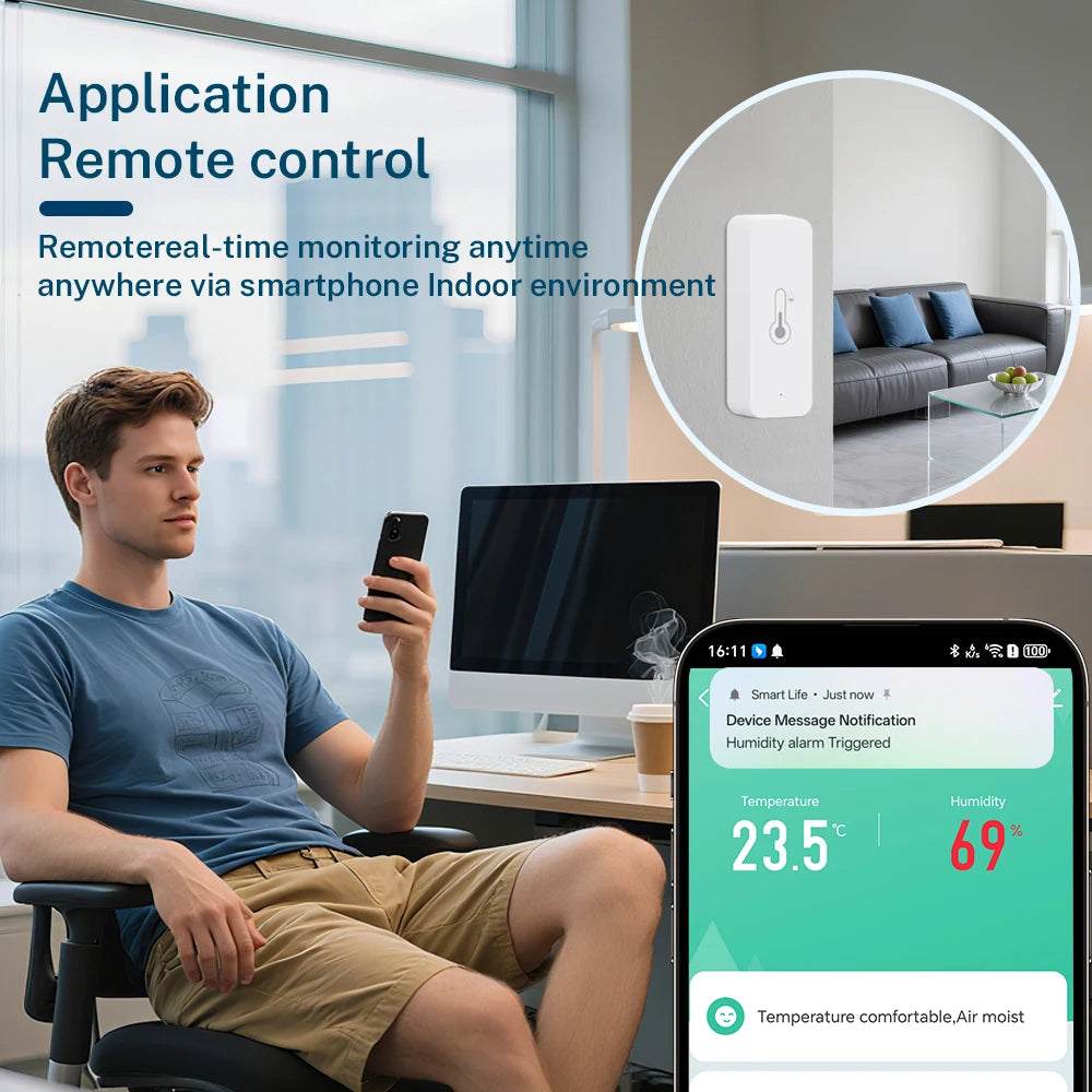 Tuya Zigbee WiFi Temperature Humidity Sensor APP SmartLife Remote Control For Smart Home WorkWith Alexa Google Assistant