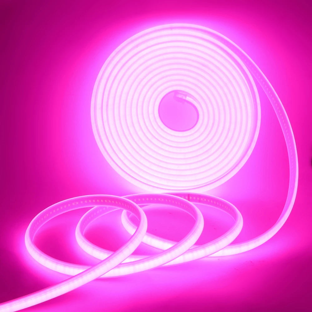 220V Switch COB LED Neon Strip Light 288LED AC EU Power Plug Kit White Pink Red 10 Color Waterproof Flex Tape Home Kitchen Decor