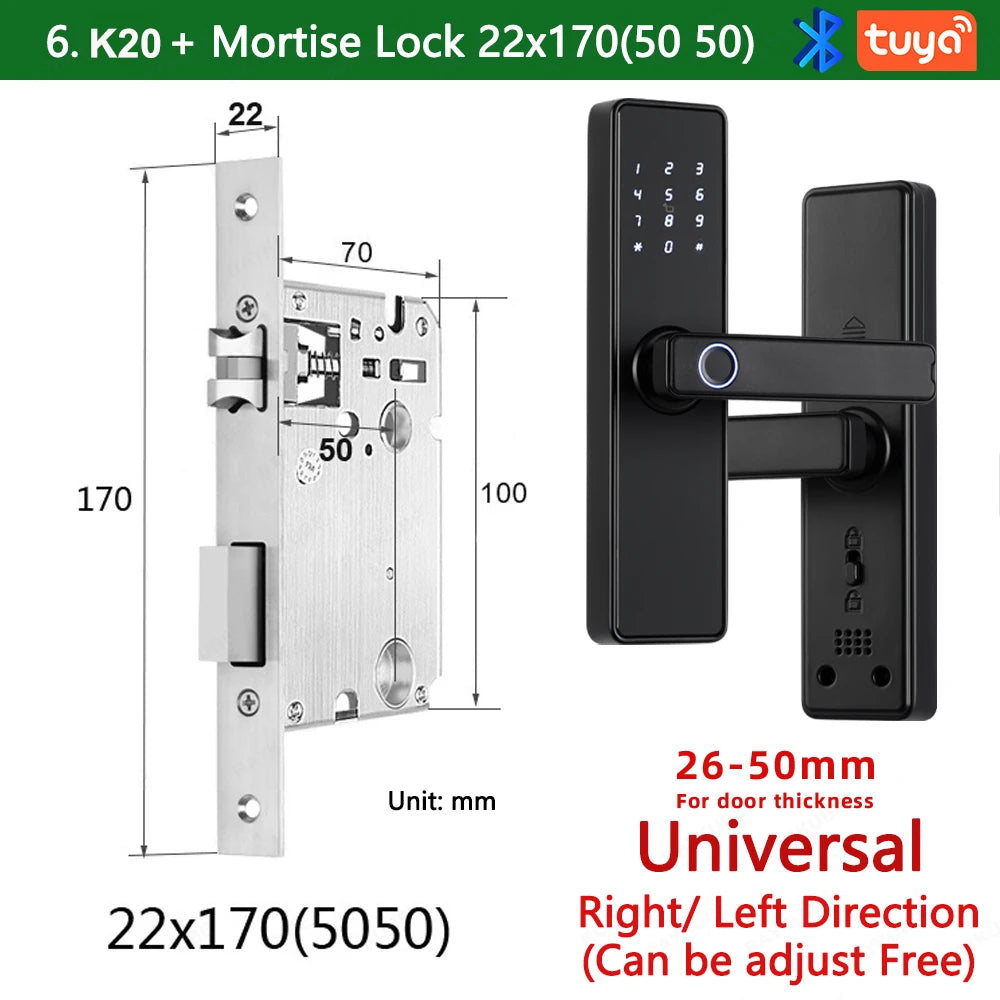 CDOK K20-Tuya Bluetooth door lock, multiple unlocking methods, suitable for office/apartment/B&B/bedroom doors