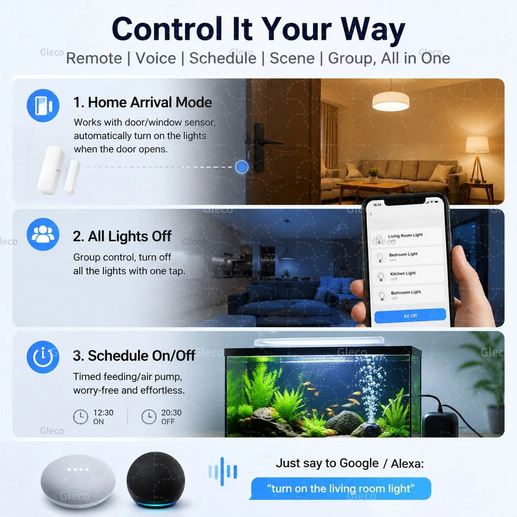 Zigbee TUYA 1/2/3Gang Mini Smart Switch Module 10A/16A DIY Relay Switches Breaker Works With Alexa Google Home Assistant 2MQTT