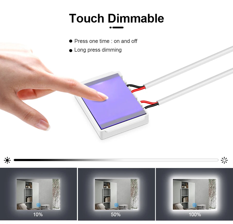 12V 5A LED Dimmer Switch Capacitive CCT Adjustable Touch Sensor Switch For Bathroom Mirror Light Backlight Decoration