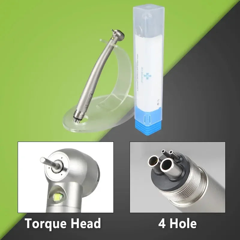 LED Light Dental High Speed Handpiece Ceramic Bearing Cartridge Rotor Push Button Air Turbine Triple Water Spray B2 M4 2/4 Holes