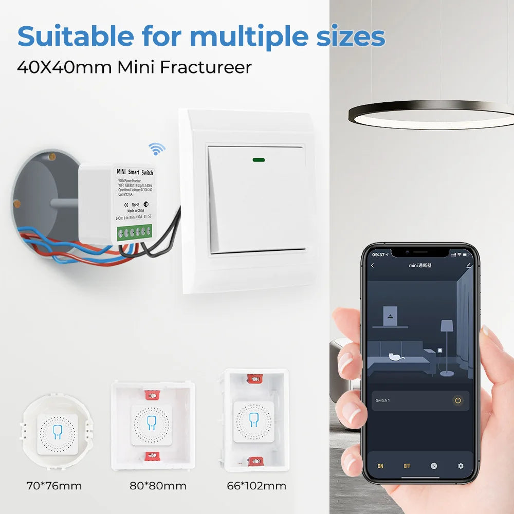 Zigbee / WiFi Smart Switch with Power Monitor 16A Tuya Smart Home Improvement Breaker 2-way Control Voice for Alexa Google Alice