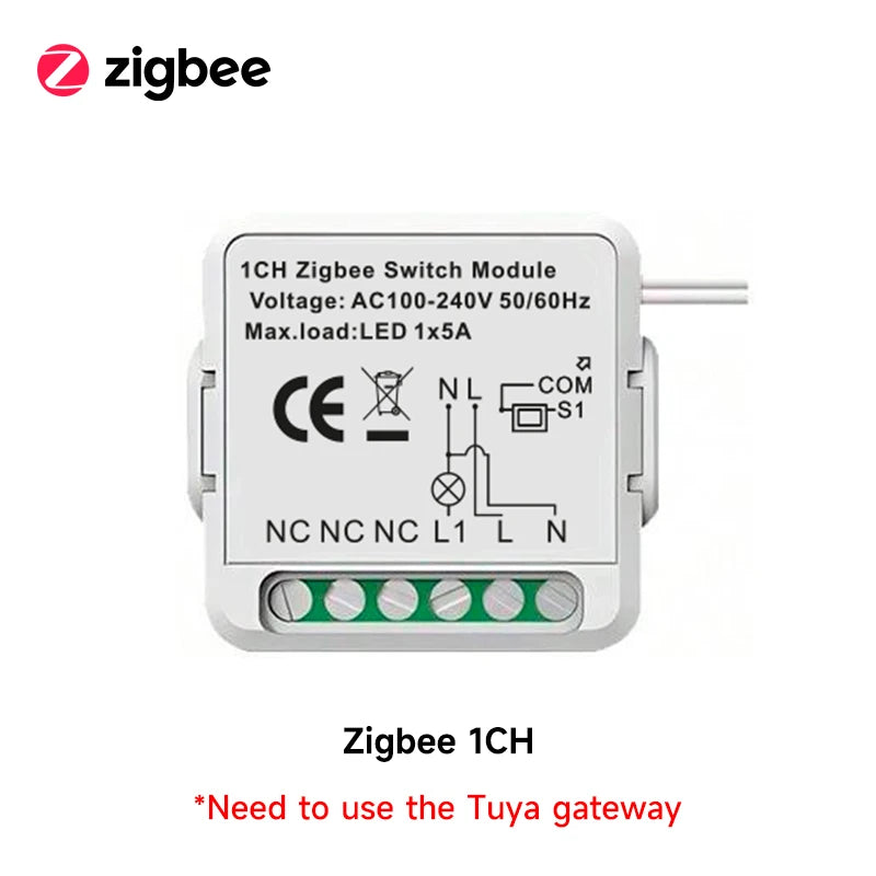 Tuya WiFi/ZigBee Mini Smart Switch 1/2/3/4 Gang Support 2-way Voice Control via Smart Life APP Alexa Google Assistant