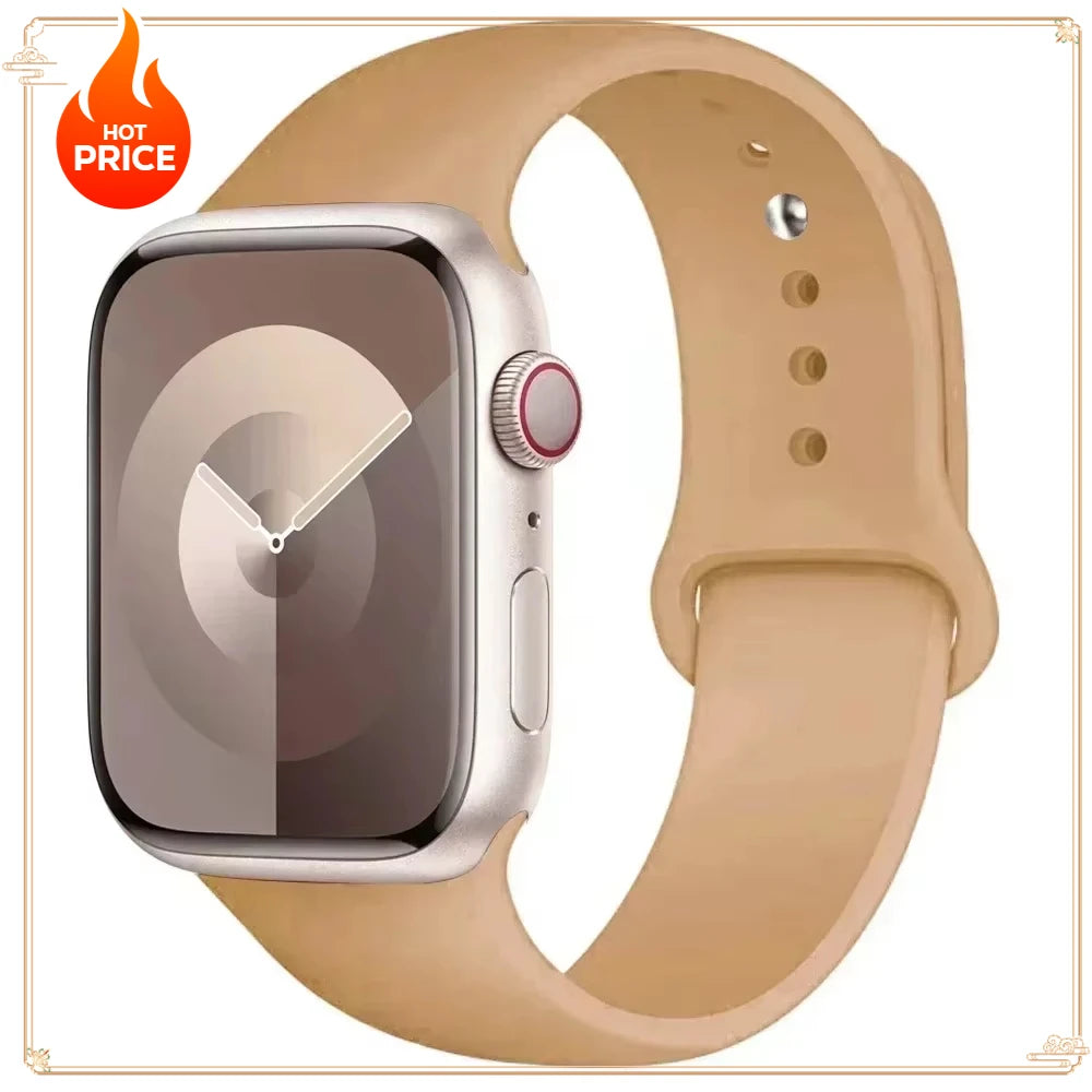 Original Silicone Strap for Apple Watch Band 38/40/41/42/44/45/46MM 49mm Bracelet for Iwatch Serie 10 9 7 4 5 6 8 SE Ultra 2 3