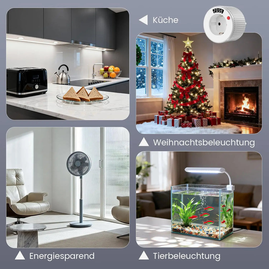 EU plug Digital Countdown Timer, Timer Socket with Integrated LED Display, 1 Min-24H Countdown Timer 16A 3680 W for Heaters