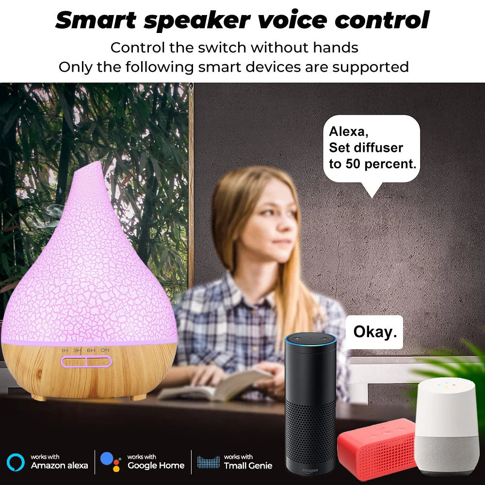 WiFi Smart 550ML Electric Aroma Diffuser Essential Oil Diffuser Air Humidifier Ultrasonic Remote Control Mist Maker Home