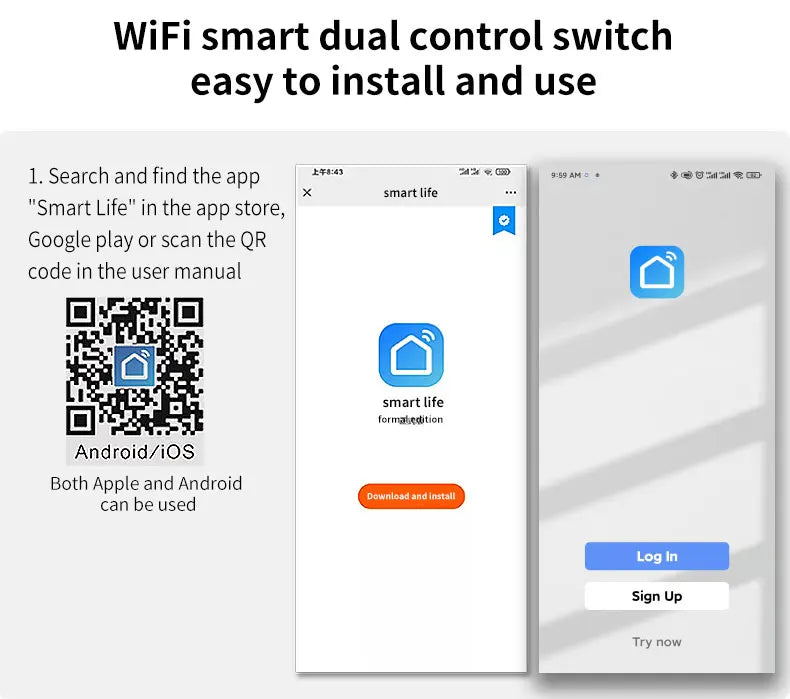 Tuya WiFi Smart Touch Switch 1/2/3/4 Gang 2-Way Control EU Glass Panel Light Switch Neutral Wire Alexa Google Voice Control Time