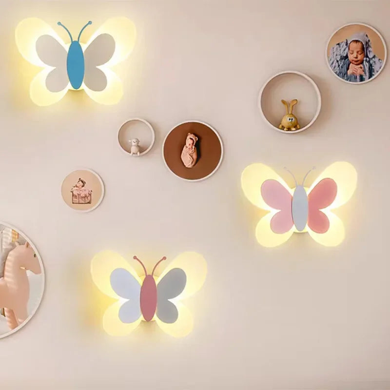 Modern LED Butterfly Wall Light For Bedroom Children's Room Bedside Wall Lamp Creative Personality Wall Decor Butterfly Sconce