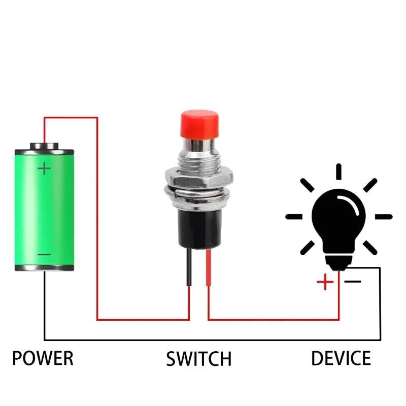 7Mm Momentary Push Button Switch Mini Pushbutton Switches Reset Jog Lock Free Switch Pre-Soldered Normal Open Light Pushbuttons