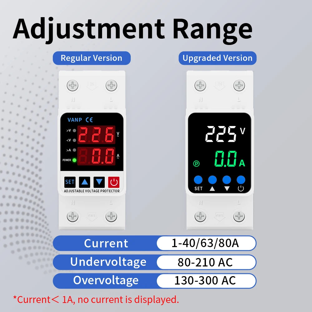 GTRIC Over Under Voltage Protector Adjustable Over Voltage 63A 220VAC Din Rail Under Voltage Protection Device Protector Relay