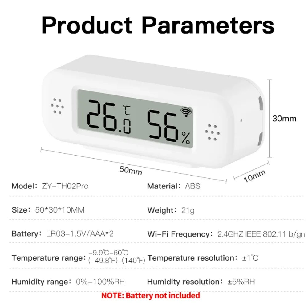 Tuya WiFi Temperature Humidity Sensor For Smart Home Thermometer Hygrometer APP Remote Control Work with Yandex SmartLife Alexa