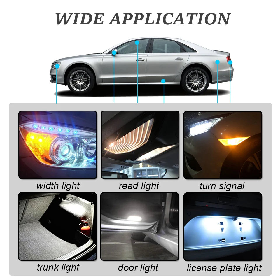 2x T10 LED W5W Car Light 2022 Newest Sapphire COB Glass Lamp Bulb Auto Accessories Drive-free Wedge Turn Door Reading 12V 6000K