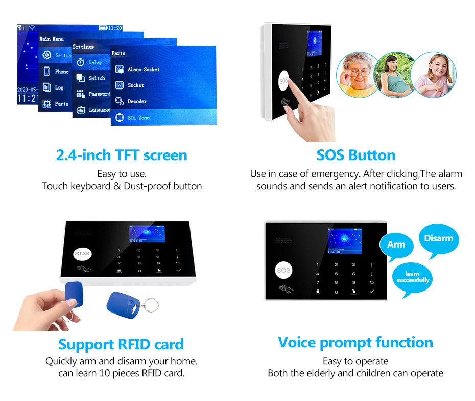 KERUI G30 Alarm System for Home WIFI GSM Security Alarm Panel with Temperature and Humidity Display Work Alexa Tuya Smart App