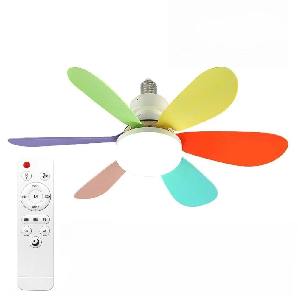 40W E27 LED Ceiling Fan Light Dimmable Color Temperature Modern Ceiling Mount Remote Control Smart Fan Lamp Home Bedroom Decor