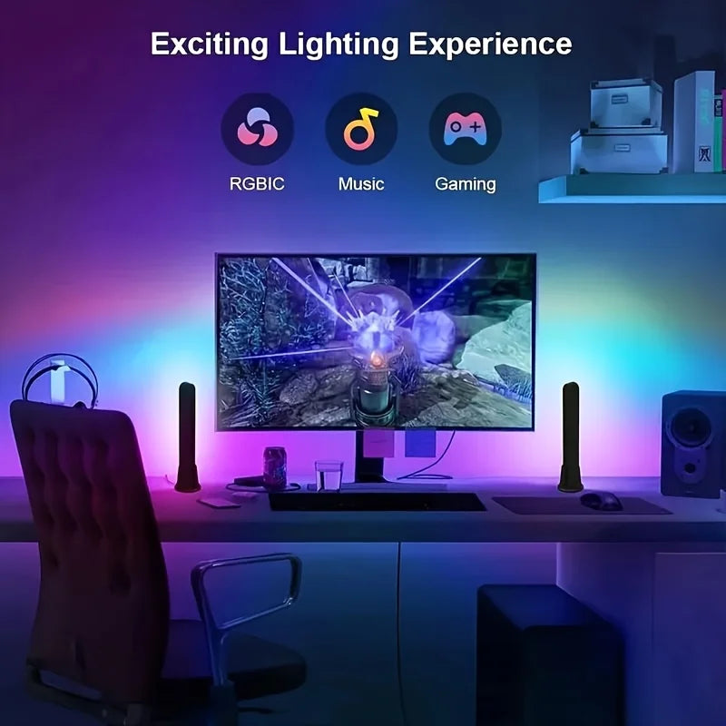 1pc Computer Desktop Decorative Light RGB Smart Light Bar Colorful Light USB with Remote Control Suitable for Bedroom Decoration