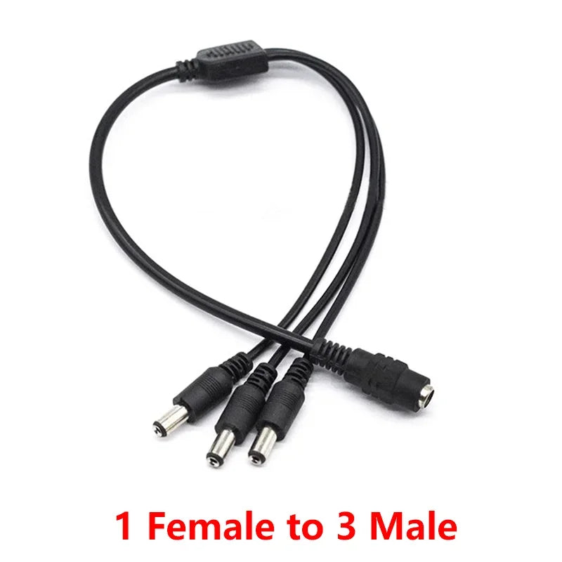5.5*2.1mm 1 To 2/3/4/5/6/8 Way DC Power Splitter Cable 12V Power Adapter Connector Cord for LED Strip Lights CCTV Camera
