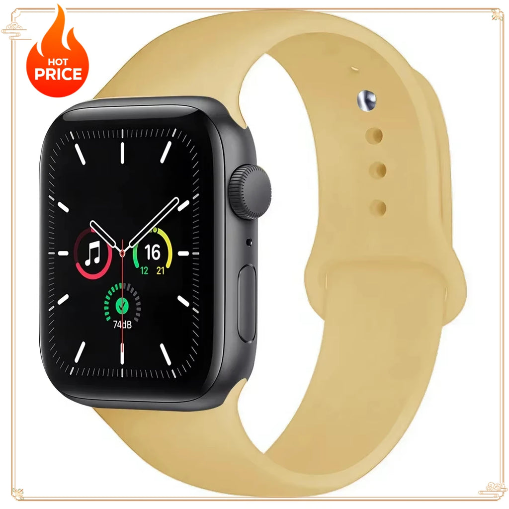 Original Silicone Strap for Apple Watch Band 38/40/41/42/44/45/46MM 49mm Bracelet for Iwatch Serie 10 9 7 4 5 6 8 SE Ultra 2 3