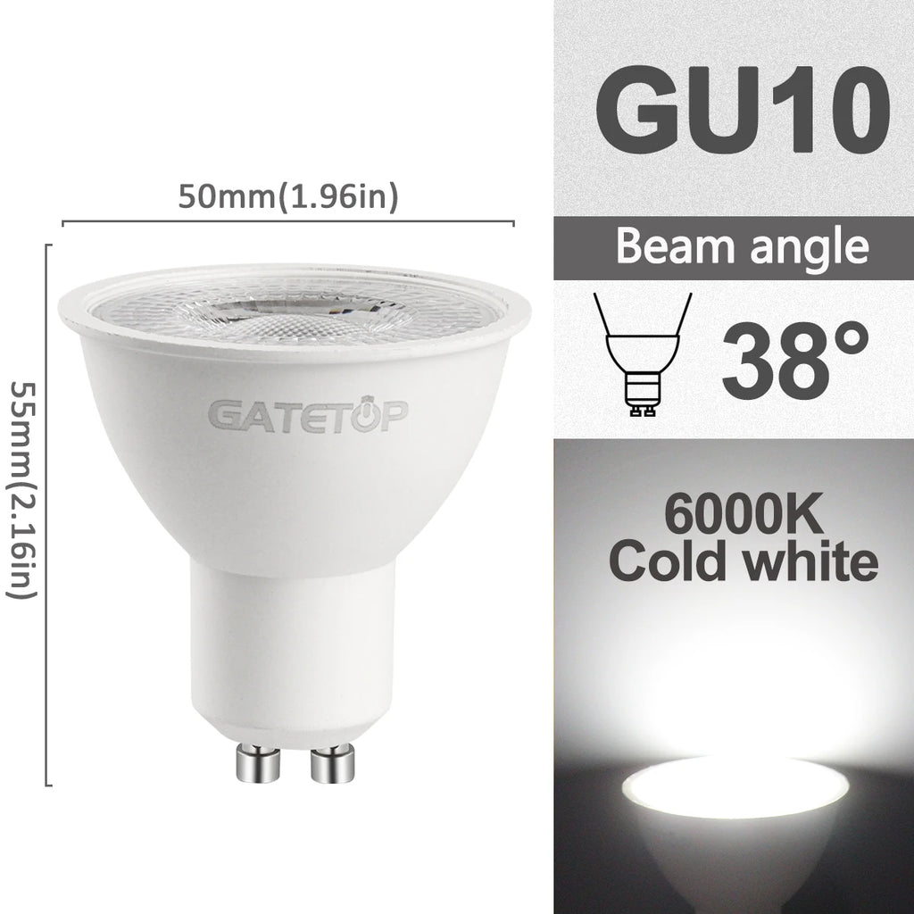 5/8/10/12pcs Dimmable GU10 Led Spotlight 220V Warm light 3000K 4000K 6000K Dimming Bulb Replace 50W halogen lamp home derection