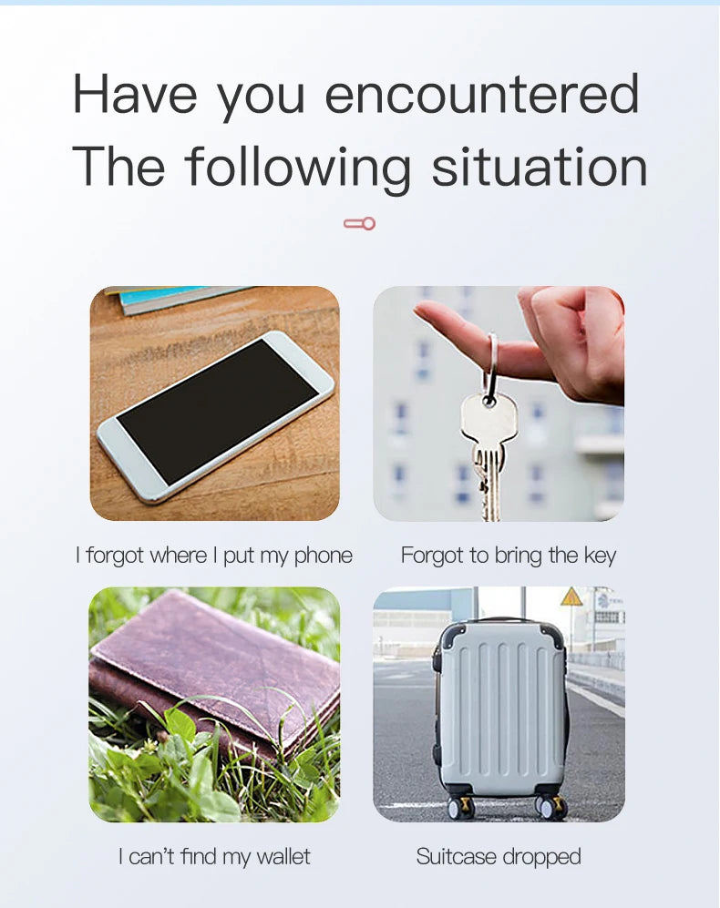 Mini Bluetooth Tracker Smart Anti-Lost with GPS Location Two-Way Alarm APP Control Portable Locator for Keys Wallet Pets Kids