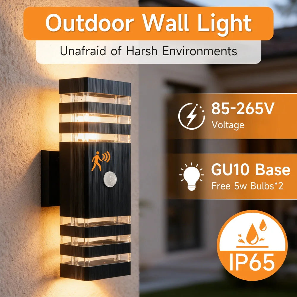 Smart Outdoor Wall Light Waterproof LED Wall Lamps Motion Sensing Porch Lights Exterior Sconce Lamps For Balcony Garden Backyard