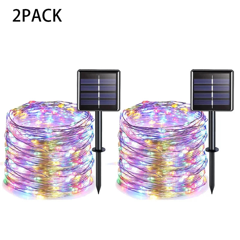 102M/52M/32m/22m/11m/7m Solar LED Light Outdoor Festoon Waterproof Garland String Lights Street Garland for Wedding Party Decor