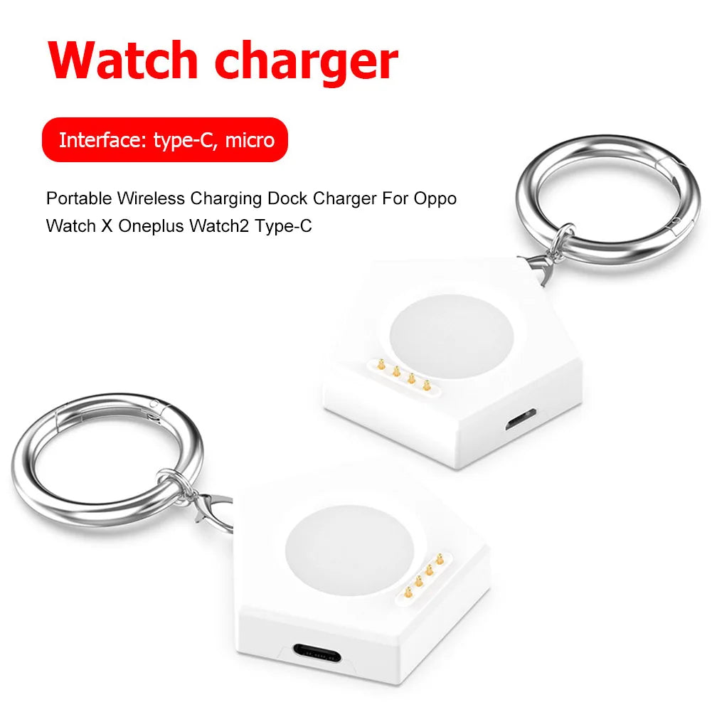 Magnetic Charger Watch Charger with Keychain Type-C/Micro Port for Oneplus Watch2 OPPO Watch X/4pro/3 Pro/3/2/SE Watch Charger