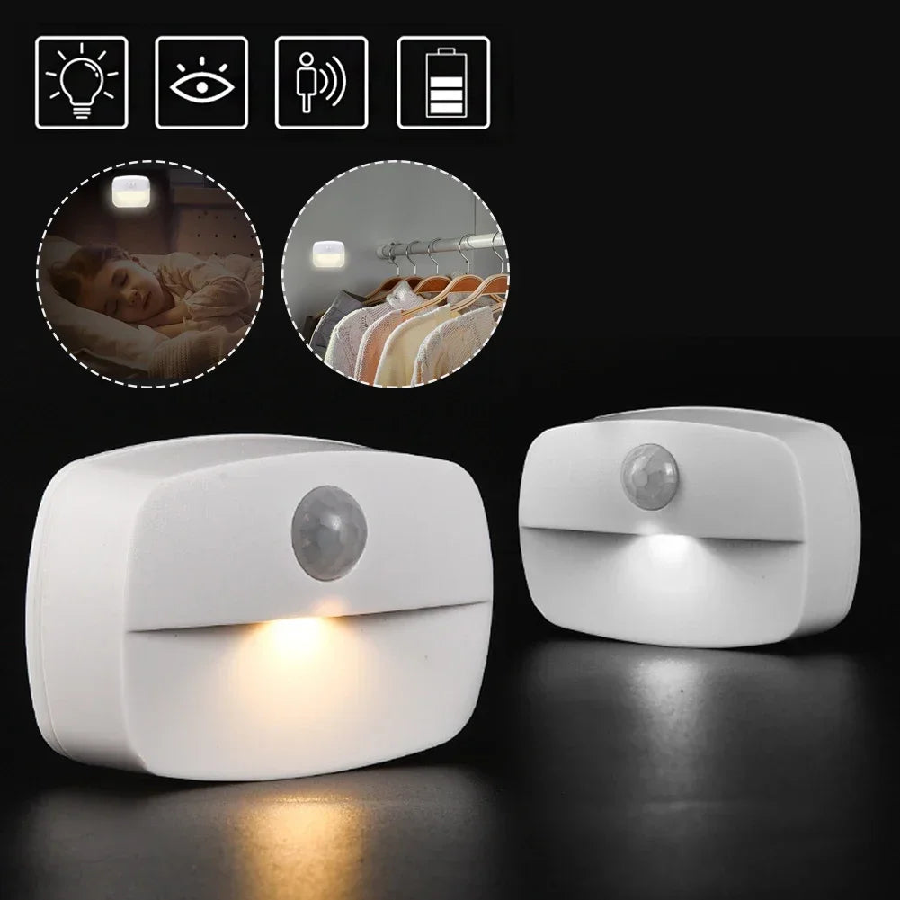 Auto ON/OFF LED Smart Night Lamp Under Cabinet Light PIR Motion Sensor Kitchen Bedroom Light for Night Cupboard Closet Stairs