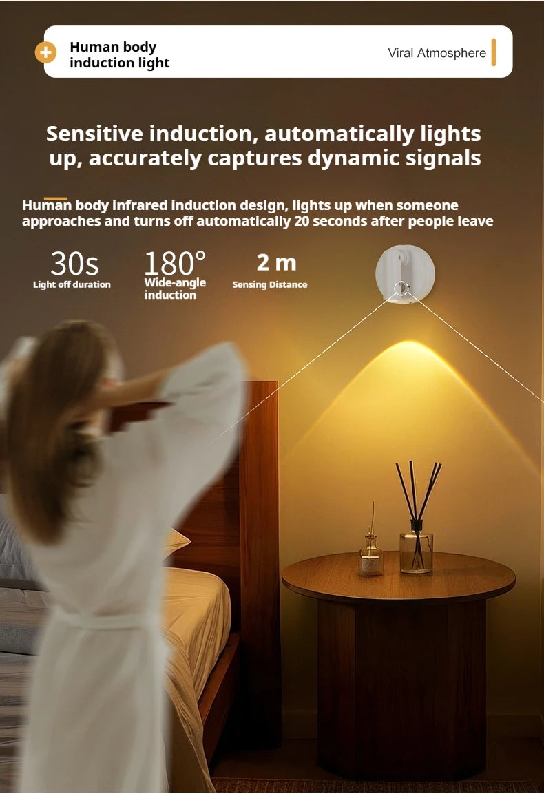 LED Light Magnetic Rechargeable Wall lamp Spotlight Atmosphere Light  No Punch Reading Light Touch Switch Dimmable Bedside Lamp