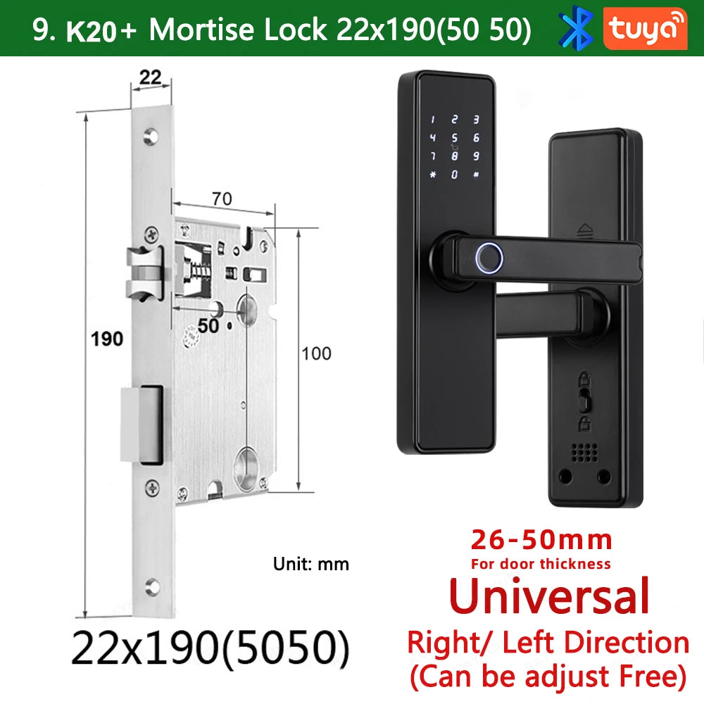 CDOK K20-Tuya Bluetooth door lock, multiple unlocking methods, suitable for office/apartment/B&B/bedroom doors
