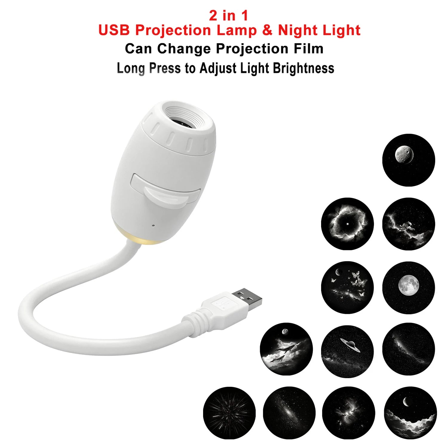 USB Car Atmosphere Projector Light Car Interior Ambient Light LED Starry Star Light Party Decor Romantic Saturn Galaxy Light