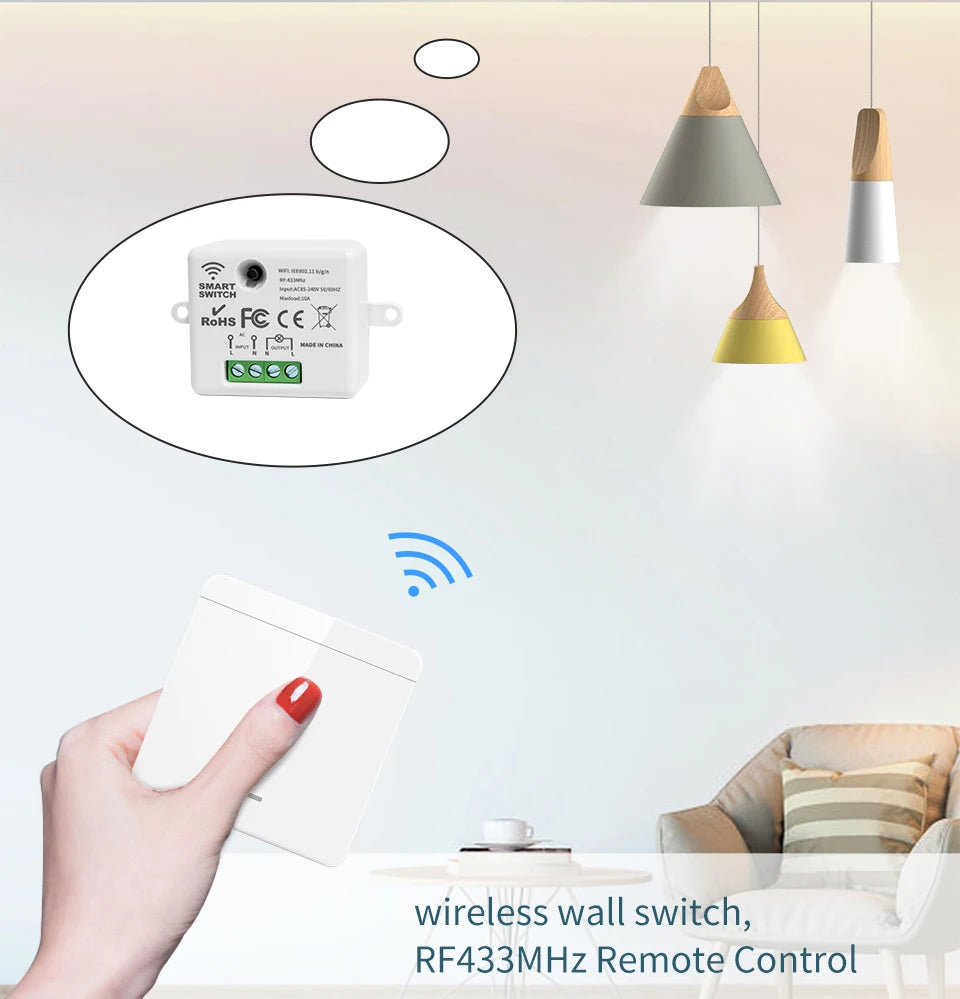 Wireless Light Switch 433MHz Remote Control 1/2/3Gang Interruptor Wall Smart Lighting Switch 10A 110V 220V For Lamp LED