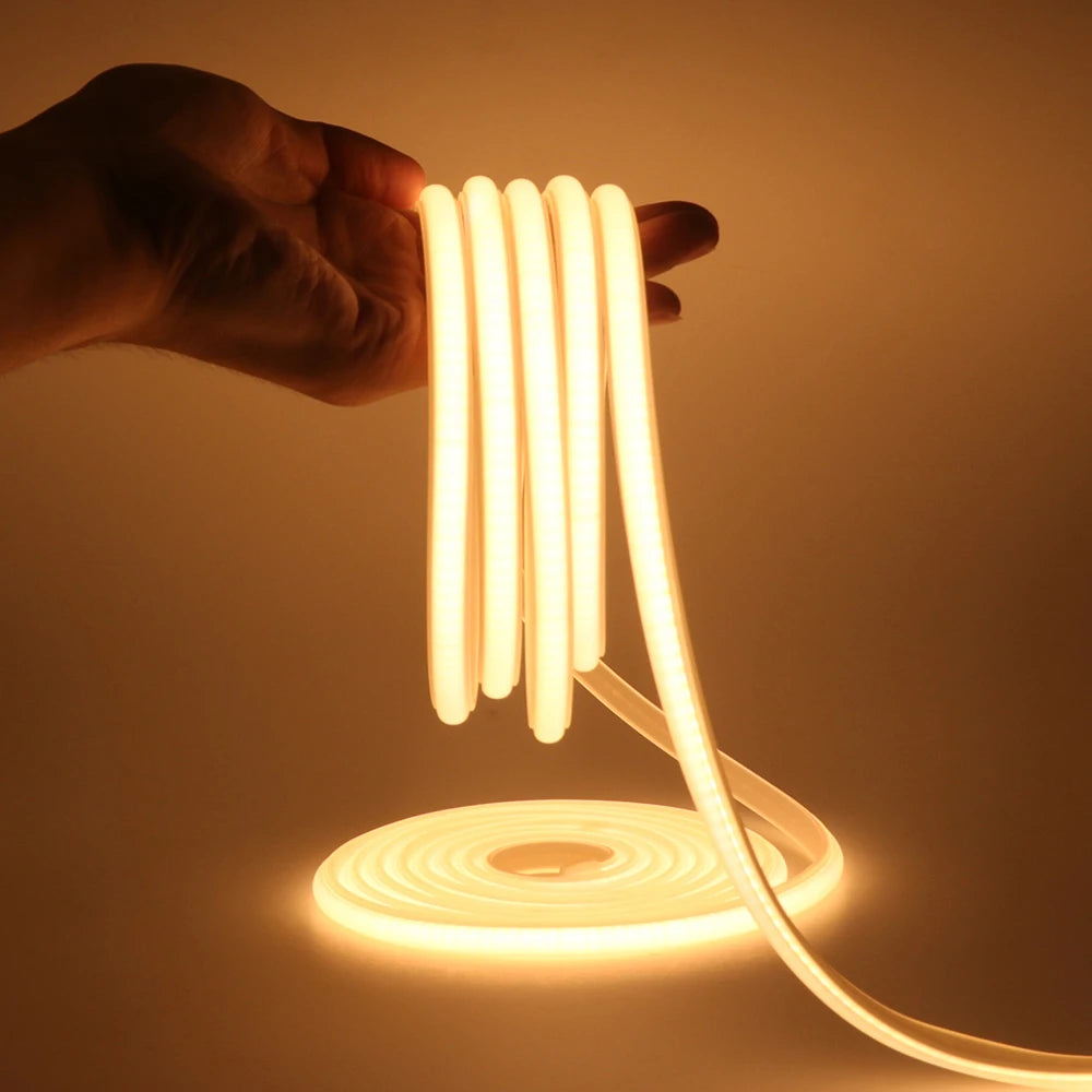 220V Switch COB LED Neon Strip Light 288LED AC EU Power Plug Kit White Pink Red 10 Color Waterproof Flex Tape Home Kitchen Decor