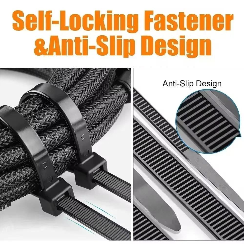 500/1000PCS Plastic Nylon Cable Ties Self-locking Cord Ties Straps Adjustable Cables Fastening Loop Home Office Wire Zip Ties