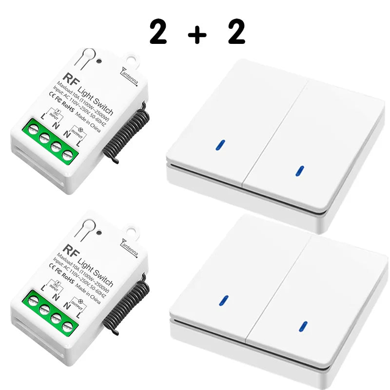 Wireless Smart Switch Light RF 433Mhz 86 Wall Panel Switch with Remote Control Mini Relay Receiver 220V Home Led Light Lamp Fan