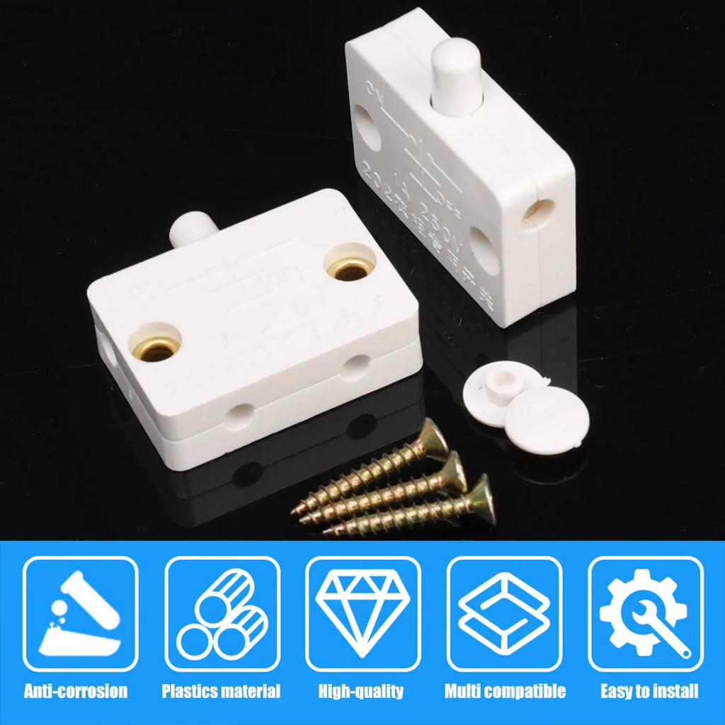 Wholesale Automatic Reset Cabinet Light Control Switch Wardrobe Closet Pantry White Black Normally Closed Lamp On Off Switch