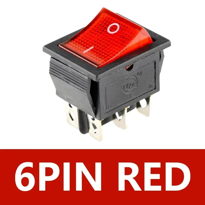 5/20Pcs KCD4 Snap-in Switch AC Power Switch ON OFF 16A 250V Rocker Switch 4/6Pin Toggle Switches with Led Light kcd4 25x31mm
