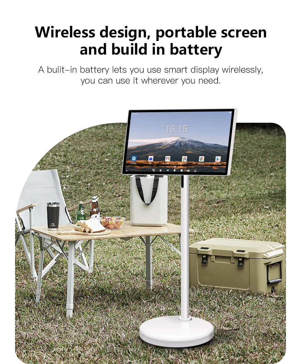 24 Inch Smart Home Fitness Entertainment Movable Charging Screen Built in Dual Speaker High-Definition Camera Smart TV