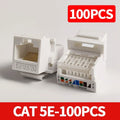 10/100Pcs Tool-Free Keystone Jack CAT5E  RJ45 Ethernet Wall Plate - U/UTP Network Module Adapter for Home/Office/Data Center