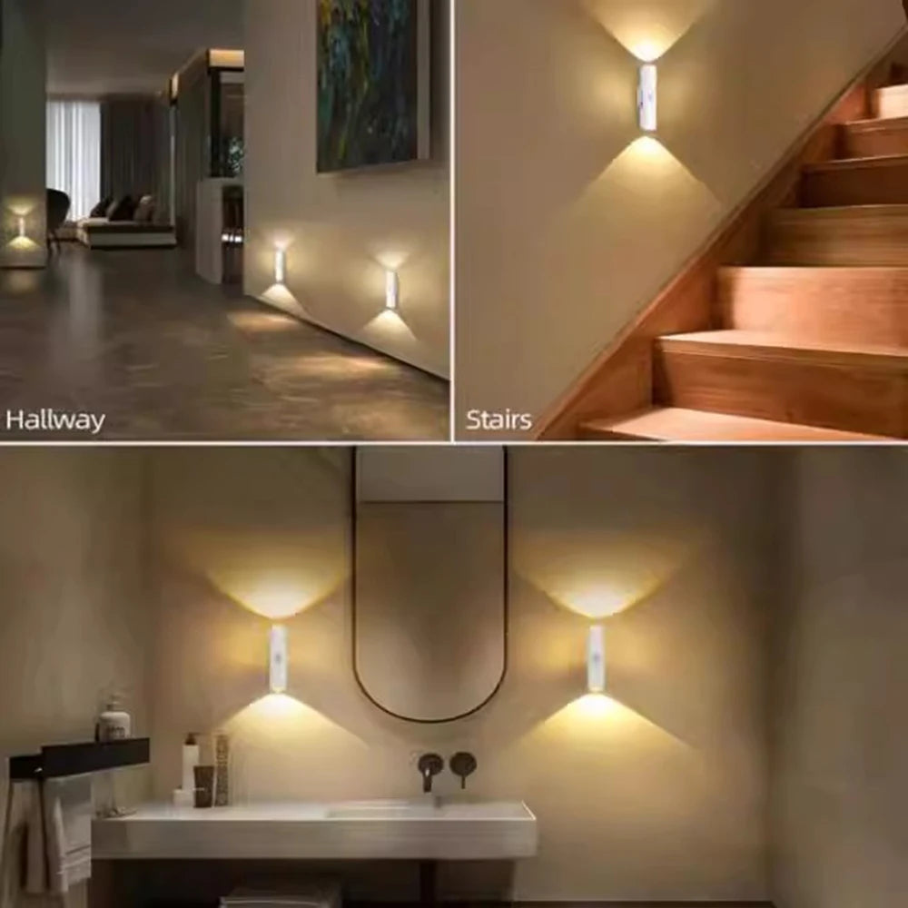 Rechargeable Motion Sensor Magnetic Wall Lamp Smart LED Double-head RGB Gradient Night Light for Bedroom Closet Home Decor