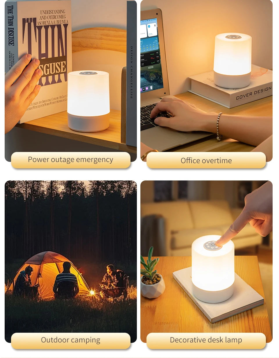 Touch Night Lamp USB LED Lamp Remote Control Switch Rechargeable Three Colors Lights Bedroom Portable Table Bedside Night Lamp