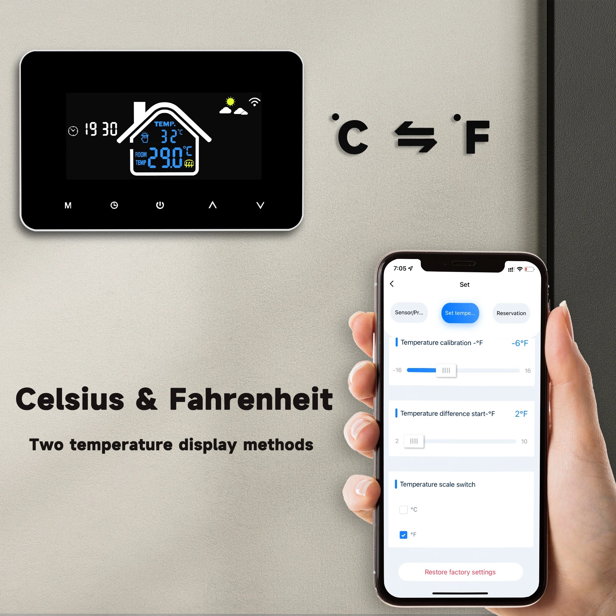 WiFi Smart Thermostat Temperature Controller Electric Floor Heating Water Heating LCD Display for Alice Alexa Google Home