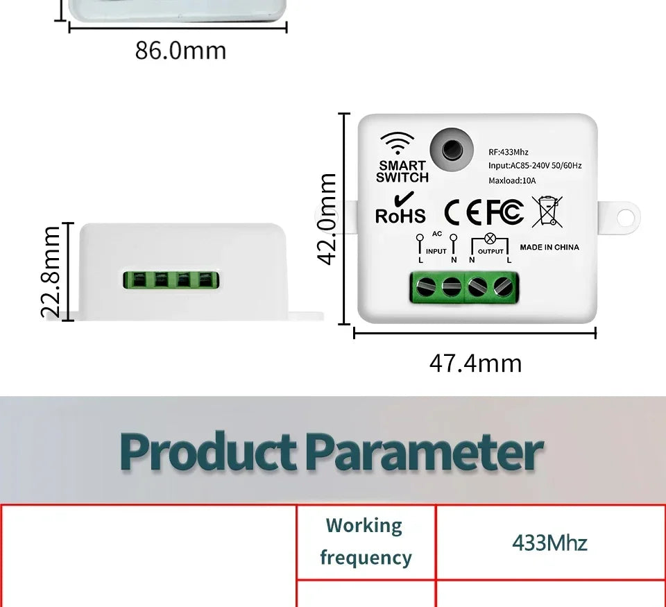 Wireless Wall Light Switch 433Mhz 1/2/3 Wall Light Panel Switch LED Interrupter Switch for Lighting 110V 220V Wireless Control