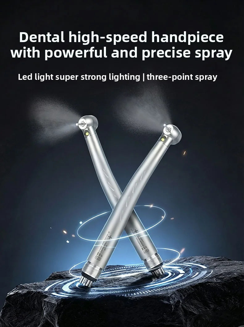 LED Light Dental High Speed Handpiece Ceramic Bearing Cartridge Rotor Push Button Air Turbine Triple Water Spray B2 M4 2/4 Holes