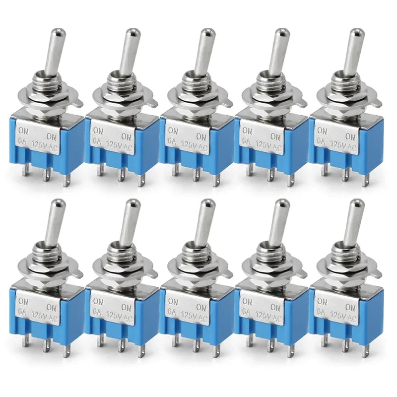 10PCS Toggle Switches Mini 3Pin 6Pin ON-ON/ON-OFF-ON ower Button Switch Car MTS-102 MTS-103 MTS-202 MTS-203