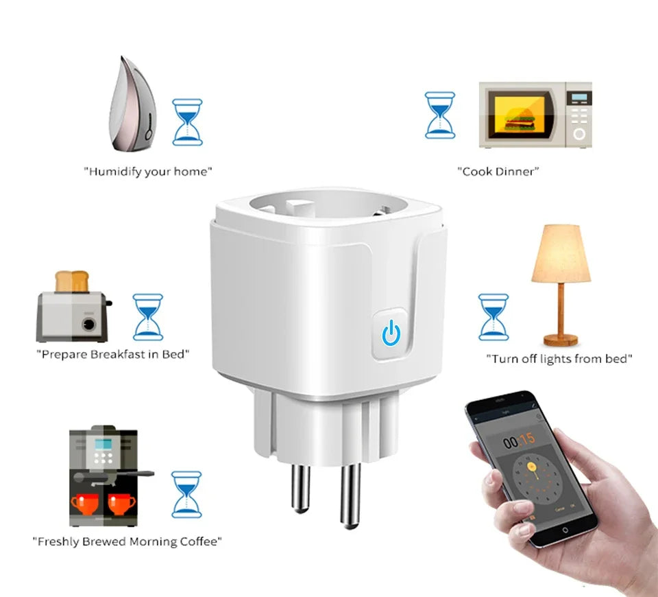 Tuya Smart Socket EU 16A AC100-240V WiFi Smart Plug with Power Monitoring Outlet Alexa Google Home Voice Control Smart Life APP