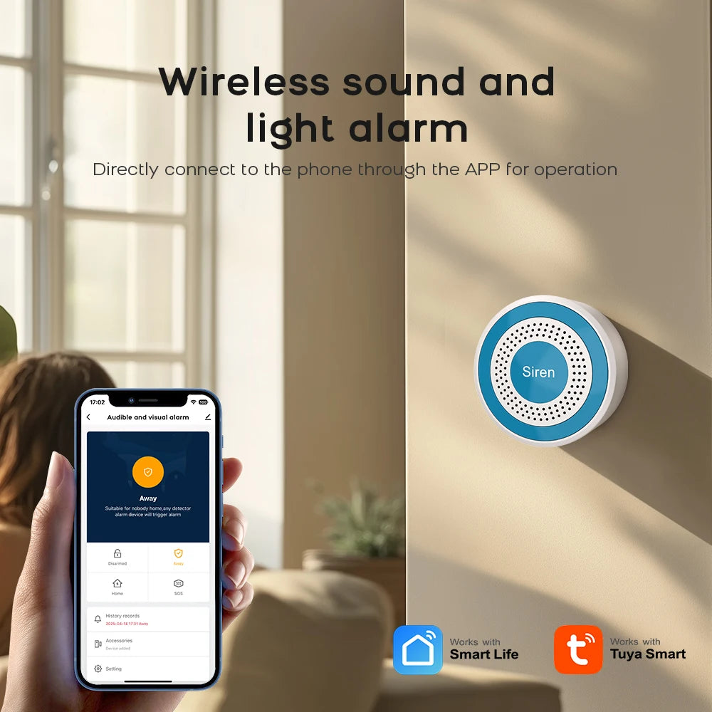 Tuya Smart Life App WiFi Smart Home  Alarm System Kit Wireless 433MHz Door Sensor Siren for Garage Office Security  Protection